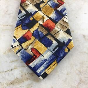 STEFANO MILANO MULTI-COLOR ABSTRACT ALL SILK TIE